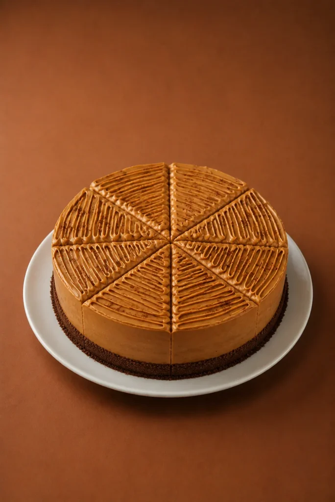 chocotorta 8 porciones sobre fondo marrón cálido