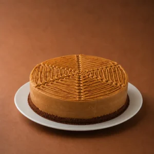 chocotorta lateral sobre fondo marrón cálido