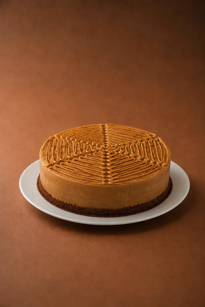 chocotorta lateral sobre fondo marrón cálido