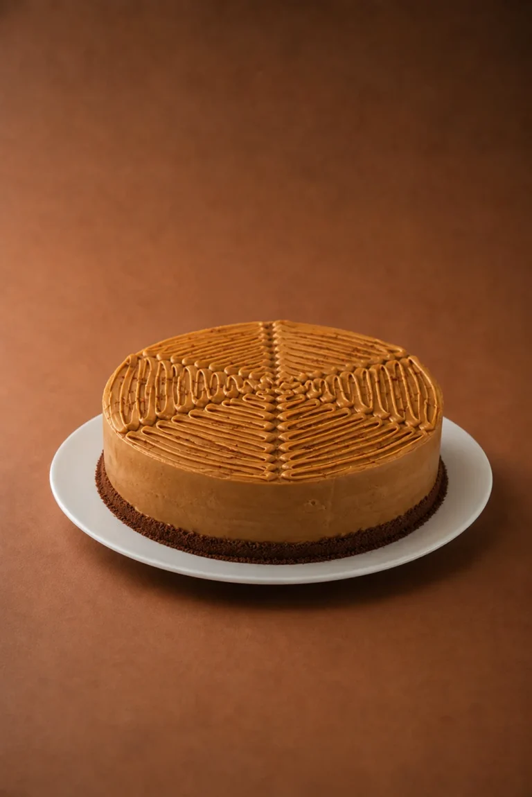 chocotorta lateral sobre fondo marrón cálido
