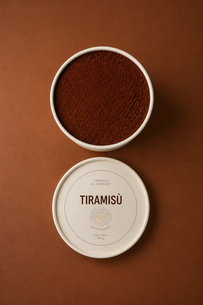 Tiramisú en pote Francis, vista cenital