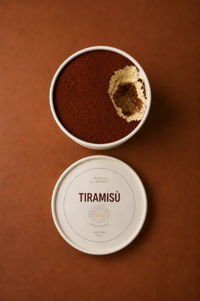 Tiramisú en pote Francis servido