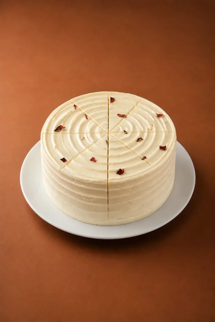 torta vertical 8 porciones sobre fondo marrón cálido