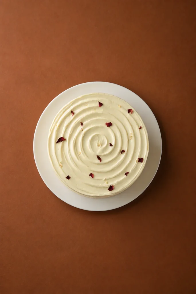 torta vertical cenital sobre fondo marrón cálido