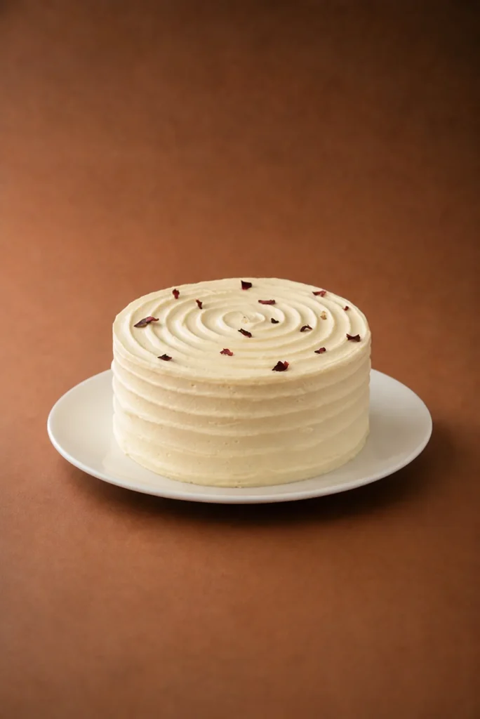 torta vertical lateral sobre fondo marrón cálido