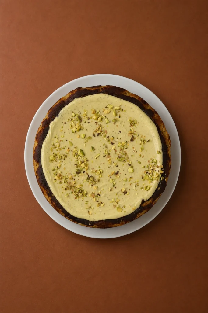 Torta vasca de pistachos Francis en vista cenital